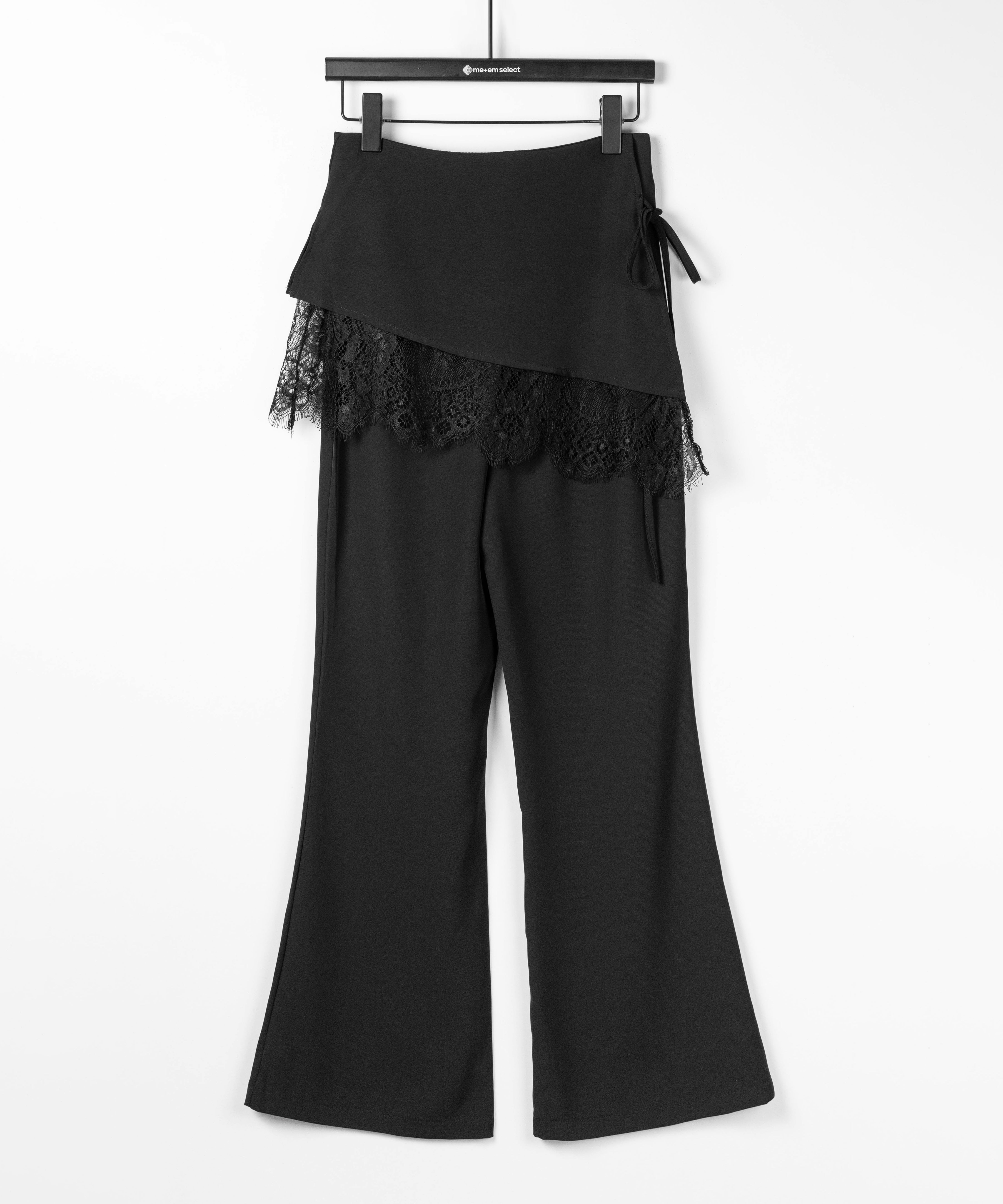 【３size 】レースレイヤードサイドリボンラップフレアスラックス ／ lace layered side ribbon wrap flare slacks