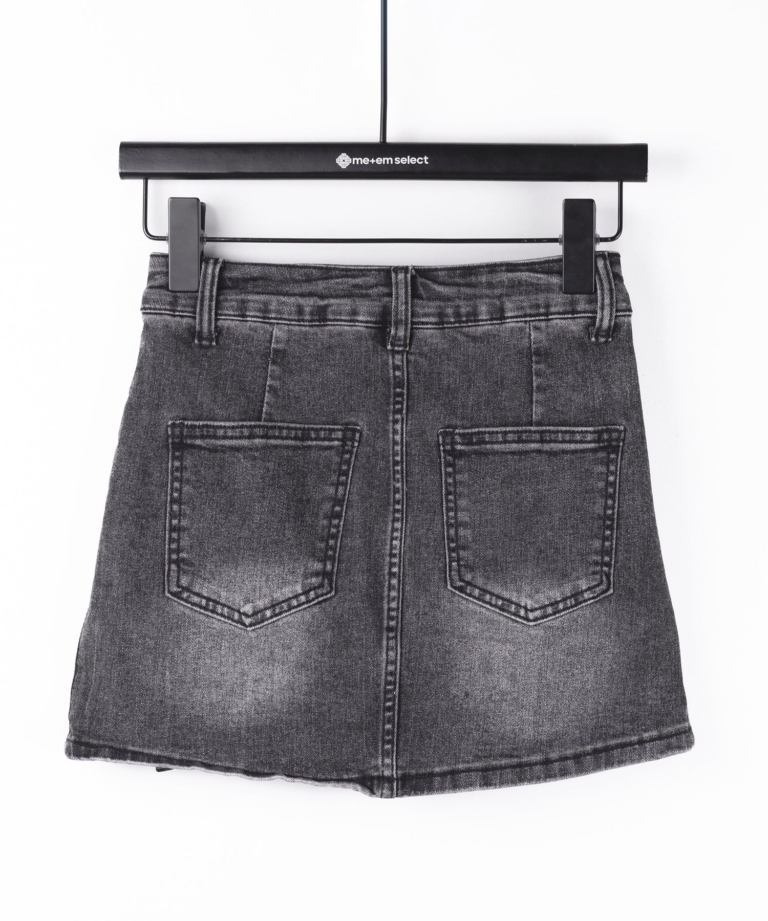 【 インパン裏地付 】カットアウトベルトストラップデニムミニスカパン ／ cutout belt strap denim mini skirt pants