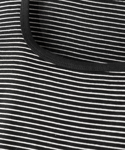 【 ２color 】ピンボーダースクエアネックショートＴシャツ ／ pin border square neck short T-shirt