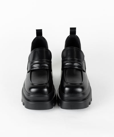 厚底チャンキーヒールコインローファー／platform chunky heel coin loafers