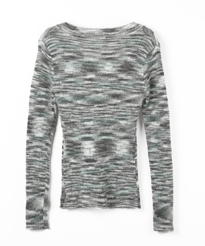 【 ワンショル可能な２WAY 】Ｖネックメランジスリムシアーニット ／ V-neck melange slim sheer knit