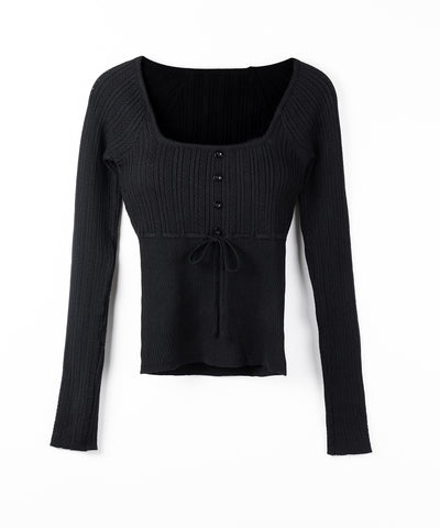 スリムフィット透かし柄リブニット / slim fit watermark pattern rib knit tops