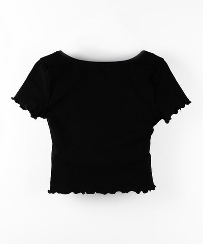 【 ２点セット 】レイヤードレースキャミソール ＋ スクエアネックフロントボタンTシャツ SET