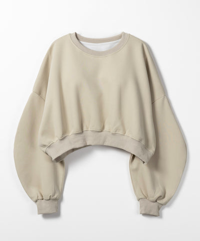 【 ３color 】ボリュームスリーブショート丈スウェット