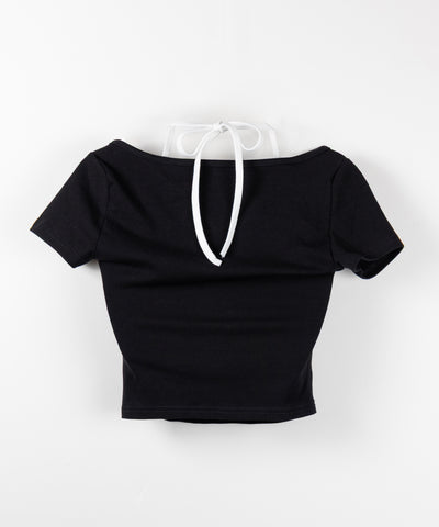 レースレイヤードドッキングスクエアネックＴシャツ ／ Lace layered docking square neck T-shirt