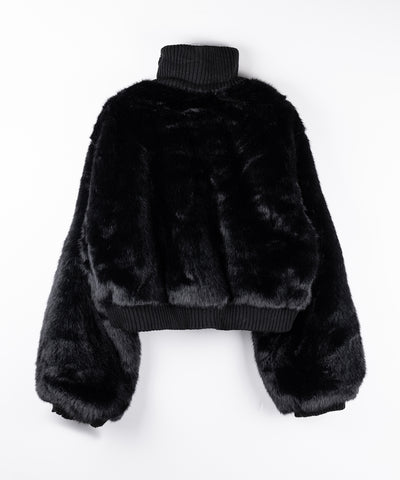【 限定先行販売 】スタンドネックリブフェイクファーショートブルゾン ／ standneck lib fakefur short blouson