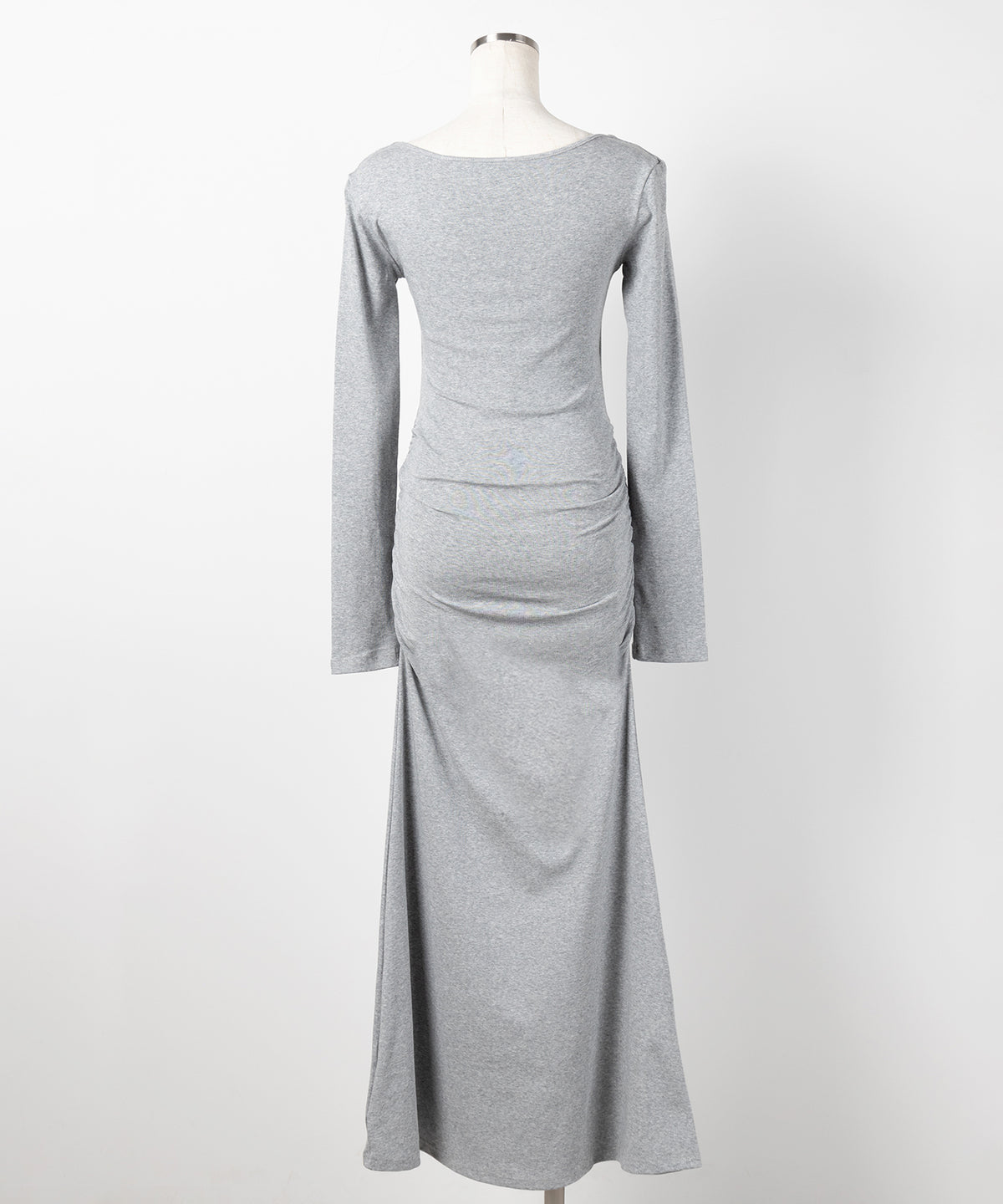 スクエアネックシャーリングマーメイド長袖ロングタイトワンピ ／ Square neck shirring mermaid long-sleeved long tight onepiece
