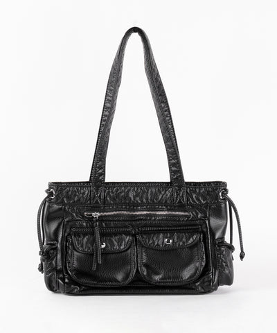 【 ３color 】アウトポケットジップアップエンボスヴィンテージハンドバッグ ／ out pocket zipup embossed vintage handbag