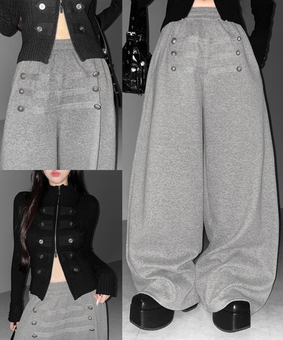 【 微起毛 】ナポレオンデザインボリュームワイドパンツ ／ napoleon design volume wide pants