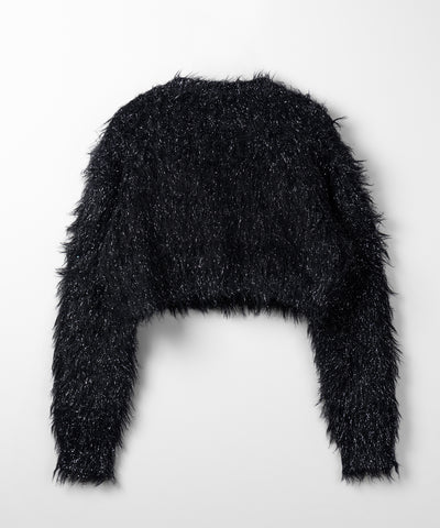 【 ２color 】ラメシャギーショートニットカーディガン ／ rame shaggy short knit cardigan