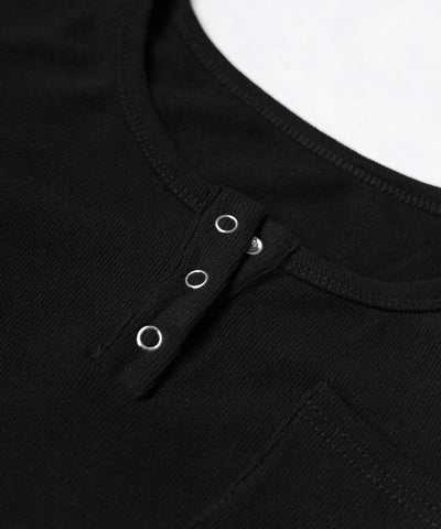 裏起毛ヘンリーネックスリムトップス ／ urakimo henry neck slim tops