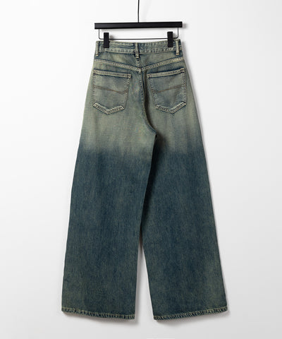 【 ４size ／ ２color 】ヴィンテージグラデーションウォッシングルーズワイドデニム