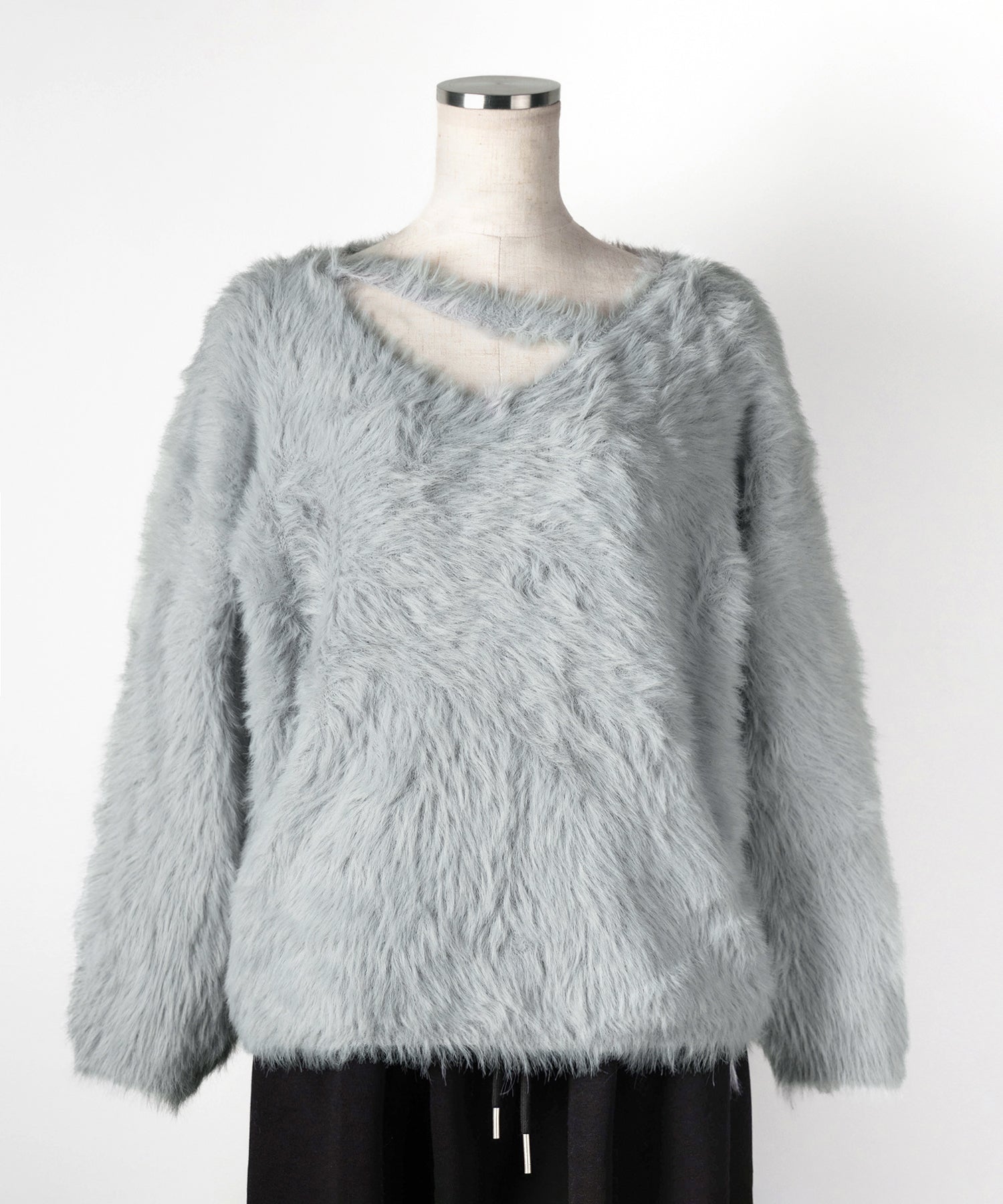 【 ３color 】ナナメストラップカットアウトシャギーニット ／ naname strap cutout shaggy knit
