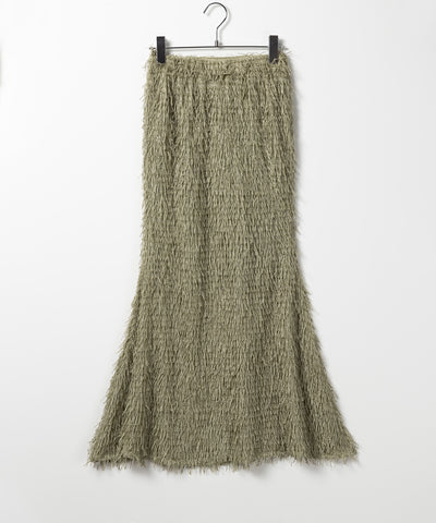 シャギーフリンジロングマーメイドスカート ／shaggy fringe long mermaid skirt