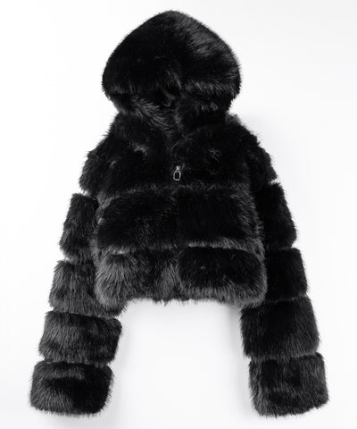 フェイクファーフーディショートコート ／ fake fur hoodie short coat