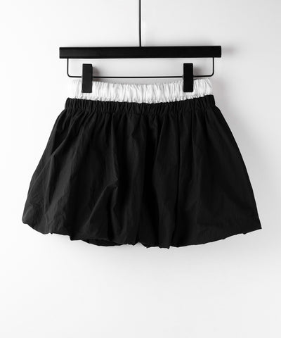 【 ２color ／インパン裏地付き 】フェイクレイヤードコットンバルーンミニスカート ／ fake layered cotton balloon mini skirt