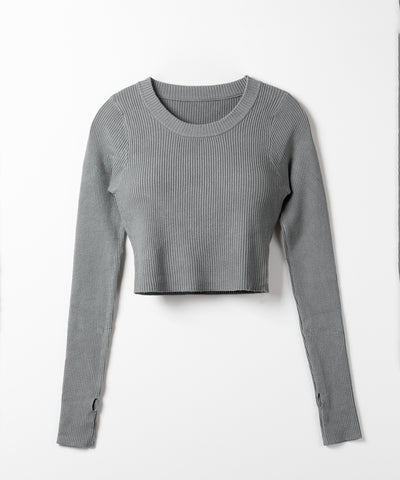 【 ３color 】BASIC ショートリブニットトップス　／ BASIC SHORT LIB KNIT TOPS