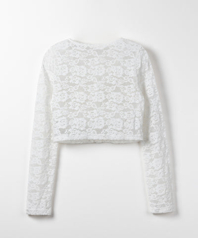 【 ２color 】ベロアレースショートカーディガン ／ velour lace short cardigan
