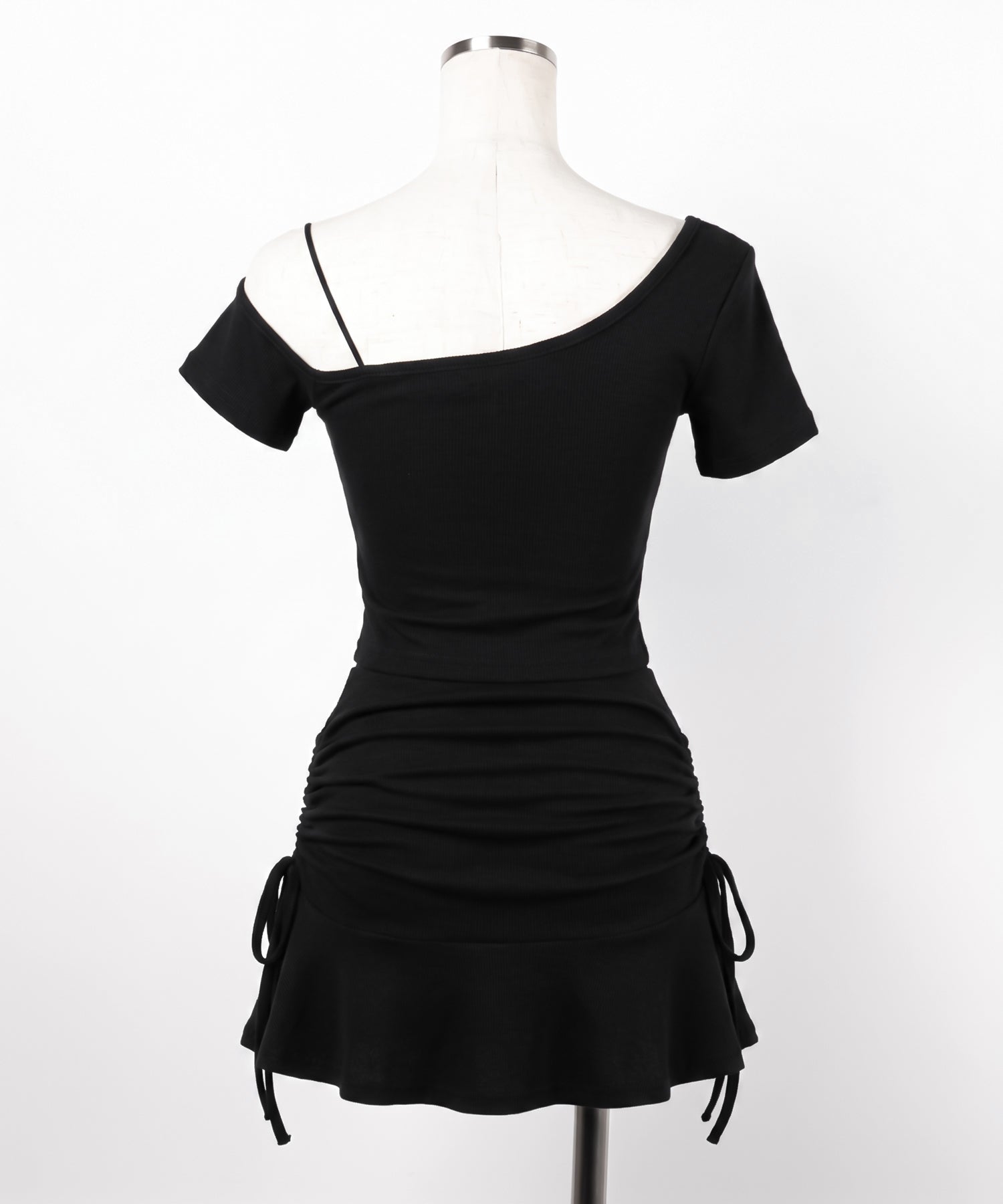 ワンショルギャザートップス ＋ シャーリングリボンスカート SETUP ／ ( SETUP ) one shoulder gather tops + shirring ribbon skirt SET