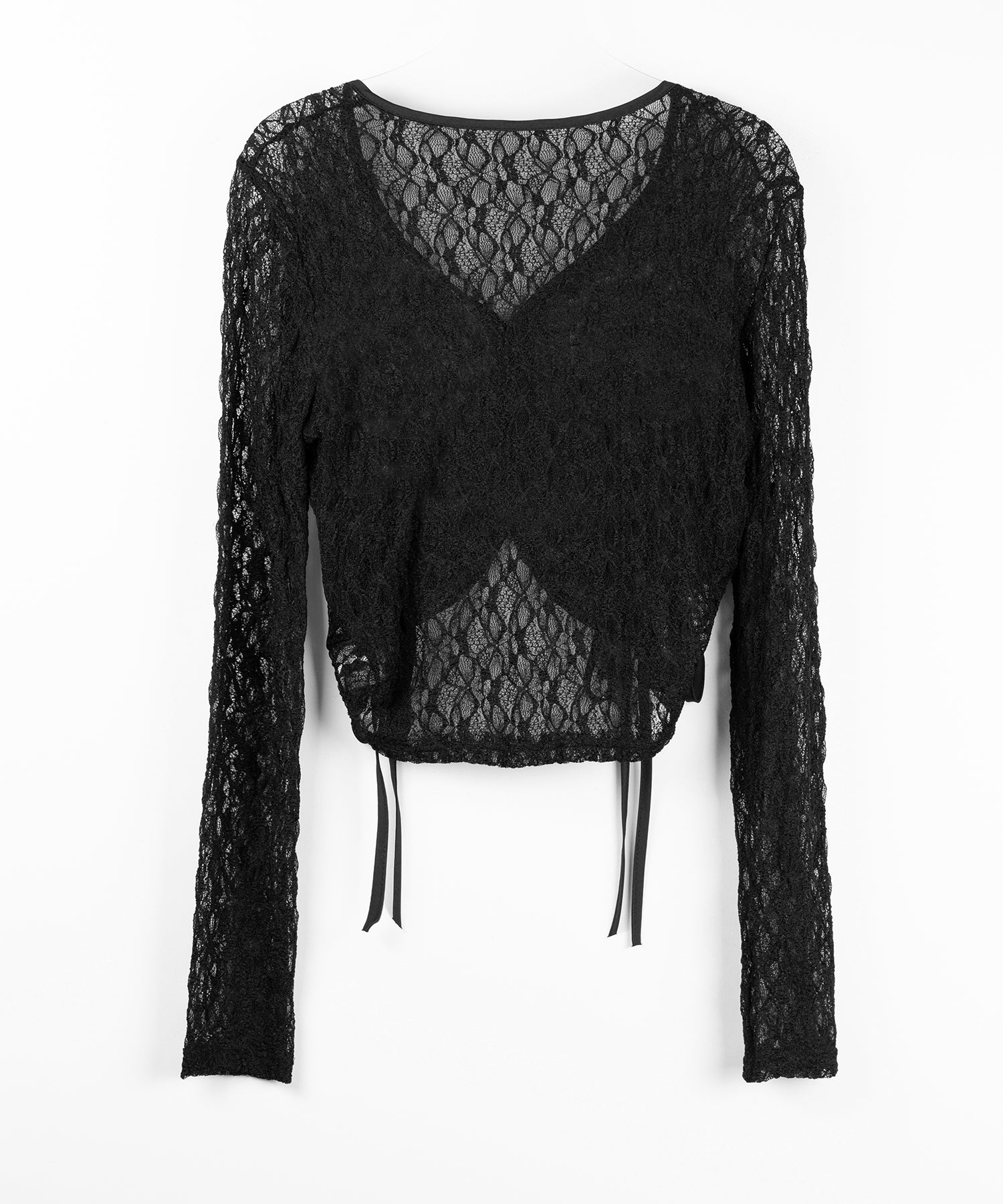 ダブルシャーリングショートレースカーディガン ／ double shirring short lace cardigan