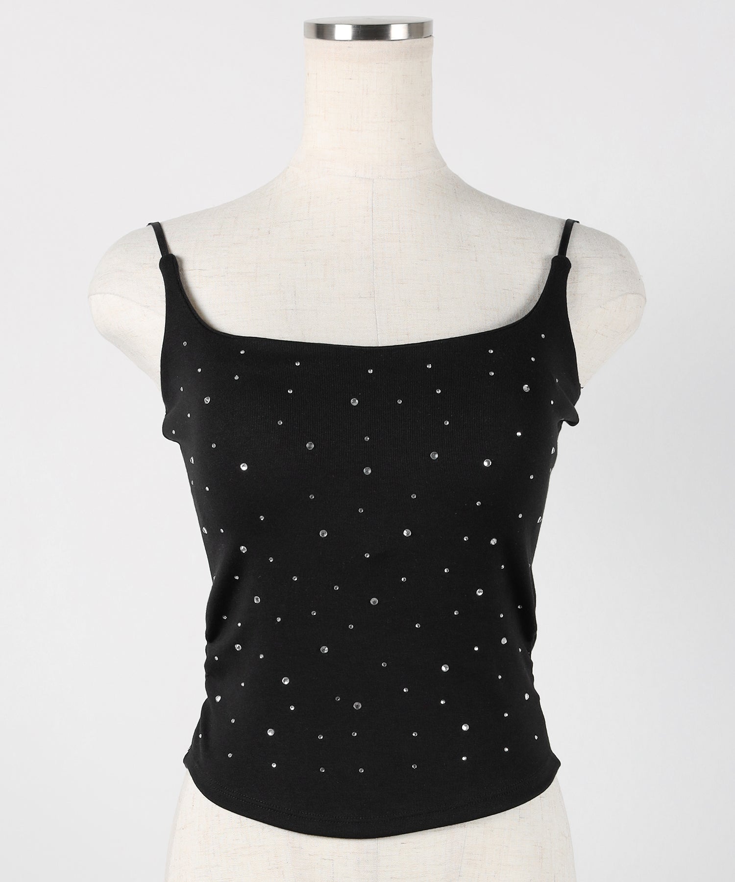 ラインストーンスクエアネックスリムキャミソール ／ Rhinestone square neck slim camisole