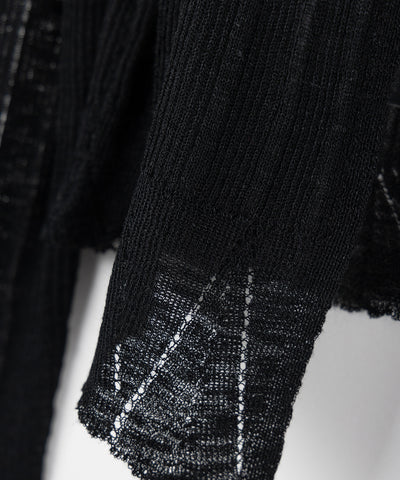 【 ２color 】フロントリボンシアーニットショートカーディガン ／ front ribbon sheer knit short cardigan