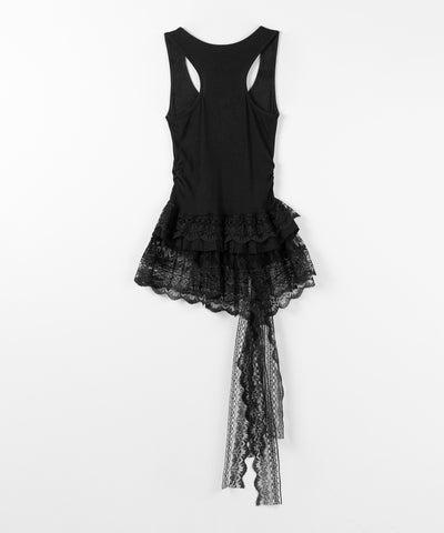 レースフリルアシンメトリータンクトップ ／lace frill asymmetry tank top