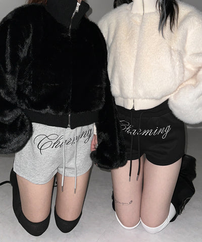 スタンドネックリブフェイクファーショートブルゾン ／ standneck lib fakefur short blouson