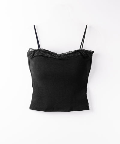 【 ３color 】レース切替スクエアクロップドキャミソール ／ Lace switched square cropped camisole