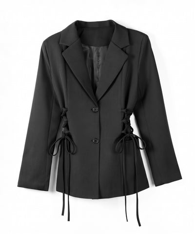 レースアップリボンスリムテーラードジャケット ／ lace-up ribbon slim tailored jacket