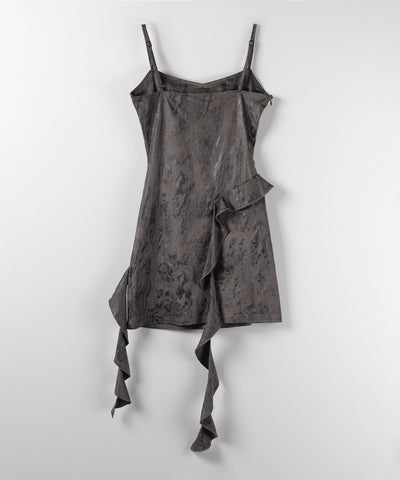 【 ２color 】ヴィンテージスエードアシンメトリーフリルキャミワンピース ／ vintage suede asymmetry frill cami onepiece