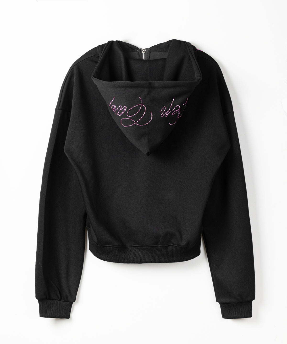 【 セットアップ可能 】ラインストーンロゴダブルジップパーカー ／ Rhine stone logo double zip hoodie