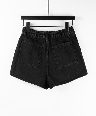 【 ２color 】サイドラインハイウエストデニムショートパンツ ／ sideline highwaist denim short pants