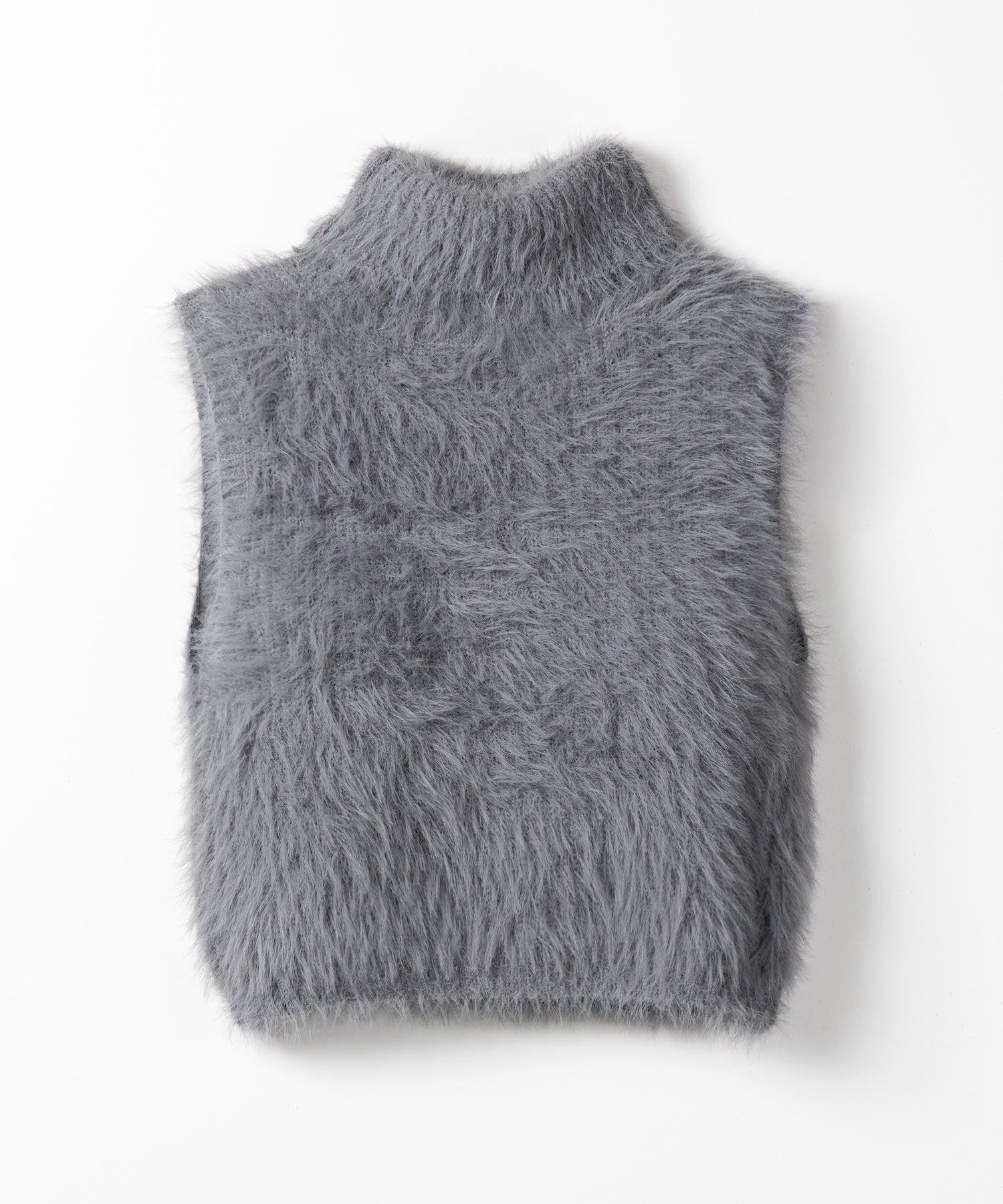 【 ３color 】タートルネックショートシャギーノースリニットトップス ／ turtleneck short shaggy nosleeve knit tops