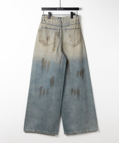 【 ２color ／ ４size 】ヴィンテージペイントグラデーションワイドデニムパンツ ／ vintage paint gradation wide denim pants