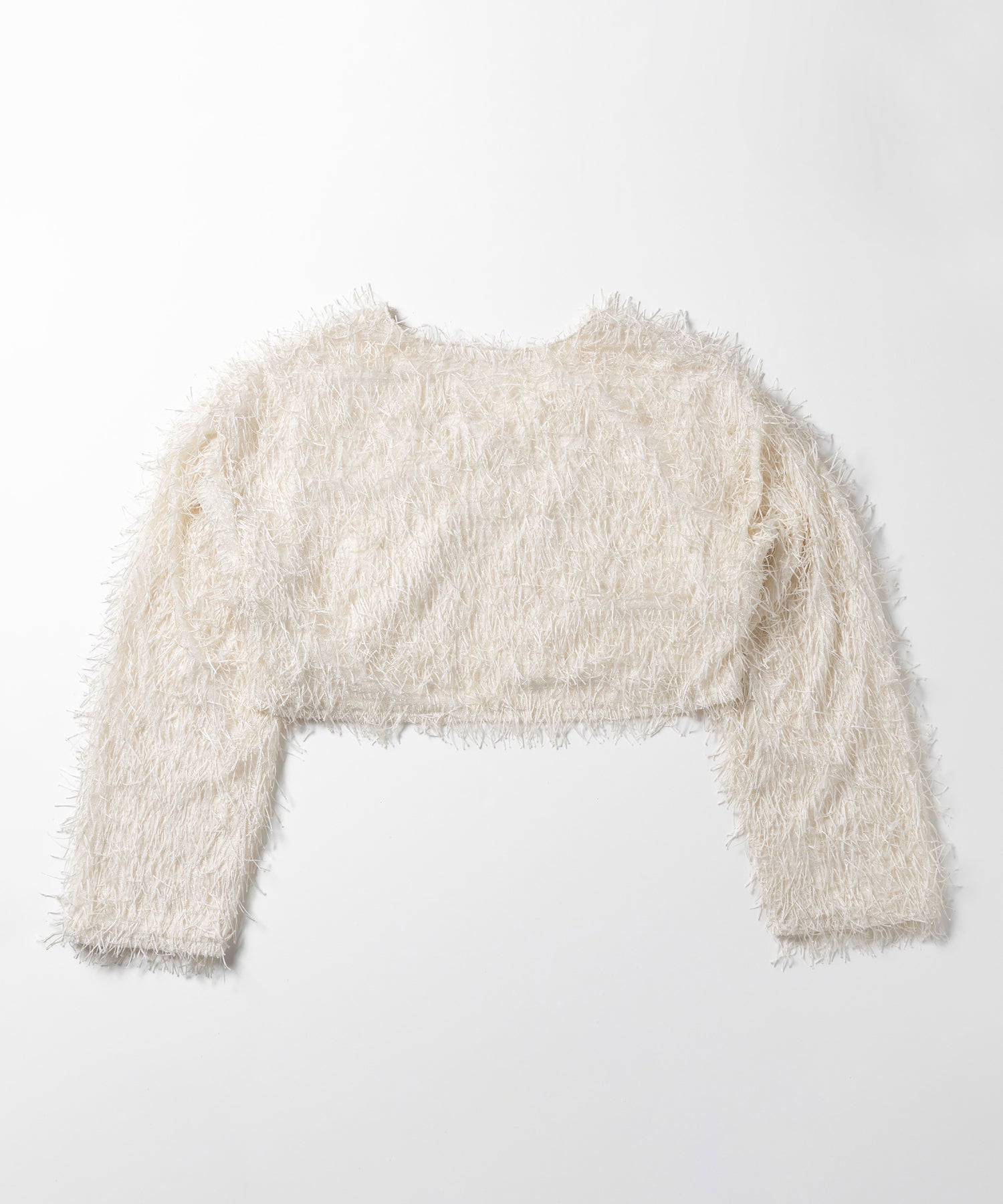 【 セットアップ可能 】シャギーフリンジショートカーディガン ／shaggy fringe short cardigan