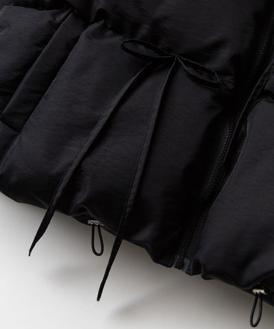 【 選べる３色展開 ／ 裾絞り可能２WAY 】ストラップリボンショートパフダウンジャケット ／ strap ribbon short puff down jacket