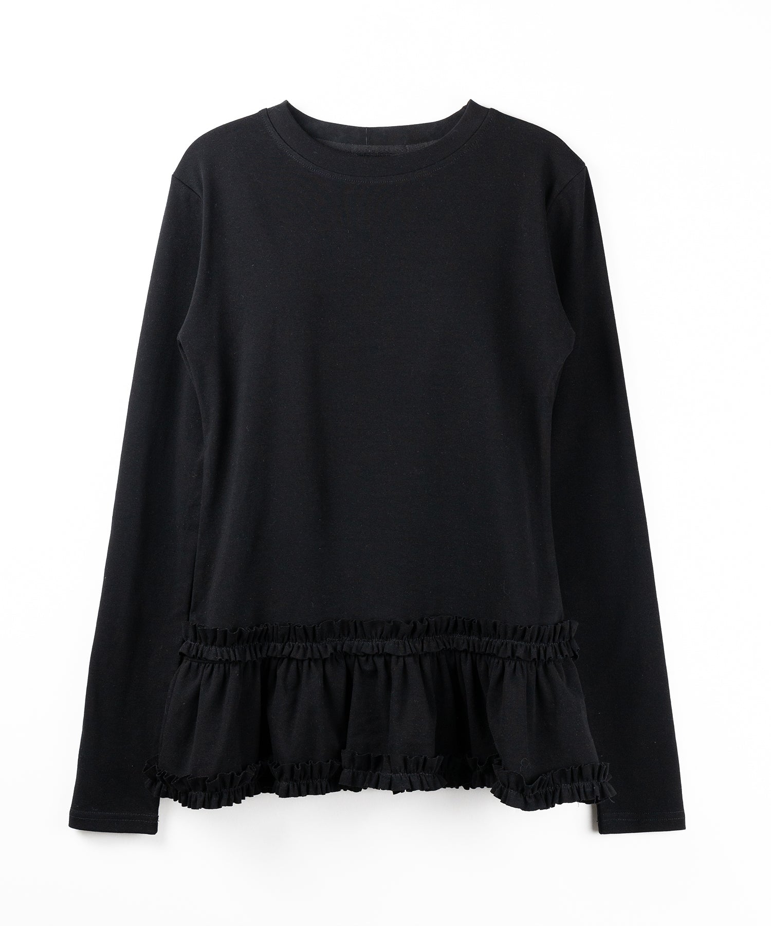 【 ３color 】裾フリルレイヤード長袖トップス ／ hem frill layered long sleeve tops