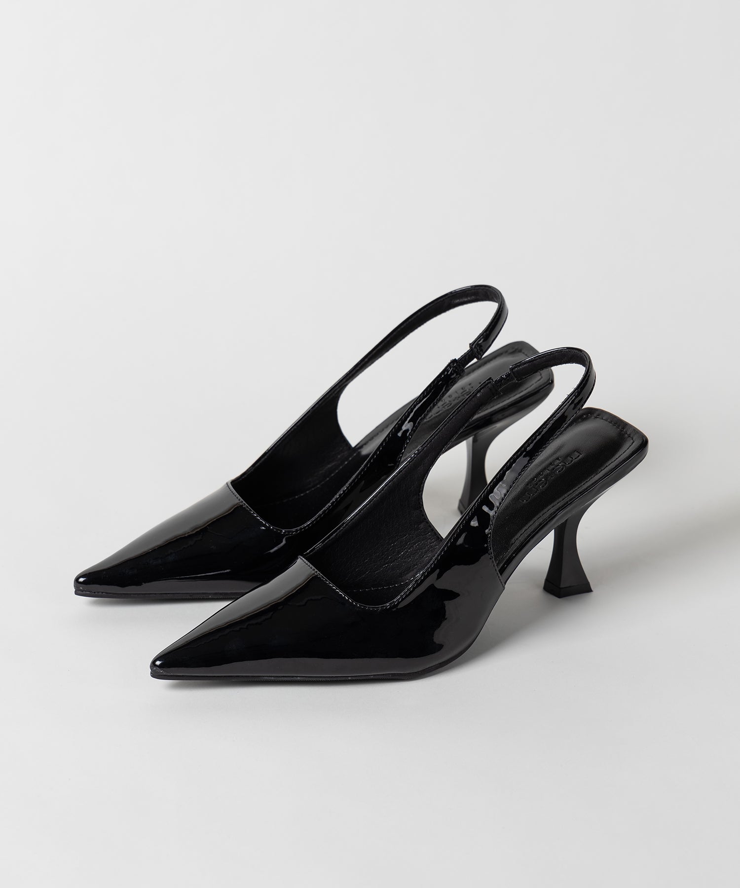 【 ２color 】ポインテッドトゥチャンキーヒールメタリックミュール ／ pointed toe chunky heel metallic mules