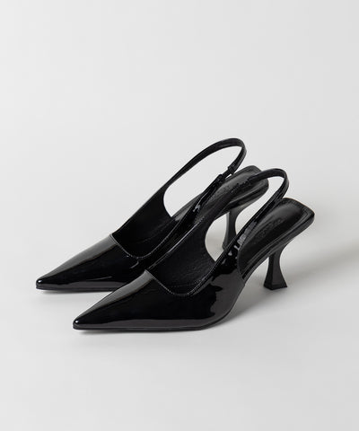 【 ２color 】ポインテッドトゥチャンキーヒールメタリックミュール ／ pointed toe chunky heel metallic mules