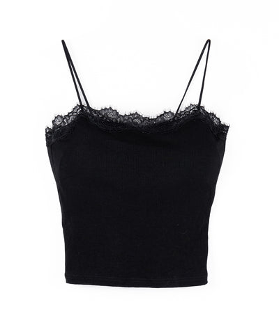 レース切替スクエアクロップドキャミソール ／ Lace switched square cropped camisole