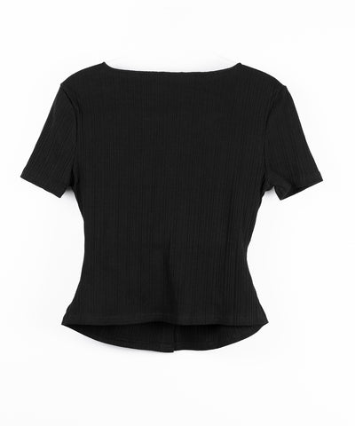 フロントボタン半袖リブカーデトップス ／ front button short sleeve lib cardigan tops