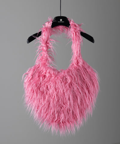 【 ４color 】シャギーファーハートショルダーバッグ ／ shaggy fur heart shoulder bag