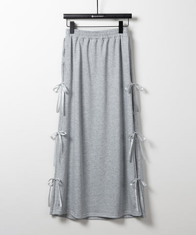 【 ２color 】３ストラップサイドリボンロングスウェットスカート／ three strap side ribbon long sweat skirt