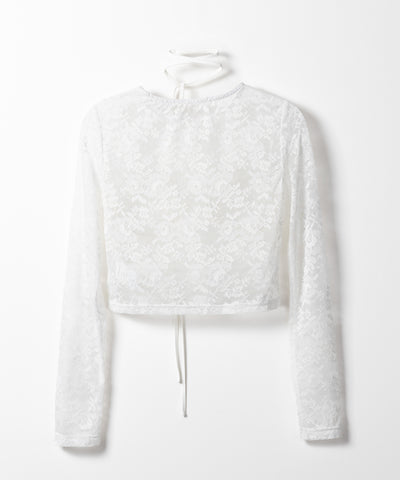 【 ２color 】ストラップリボンショートレーストップス ／ strap ribbon short lace tops