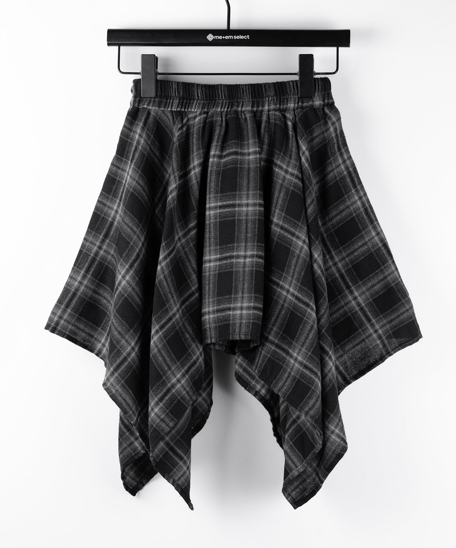 【 選べる２素材／インナーパンツ裏地付 】シャツレイヤードチェックミニスカート ／ shirt layered check mini skirt