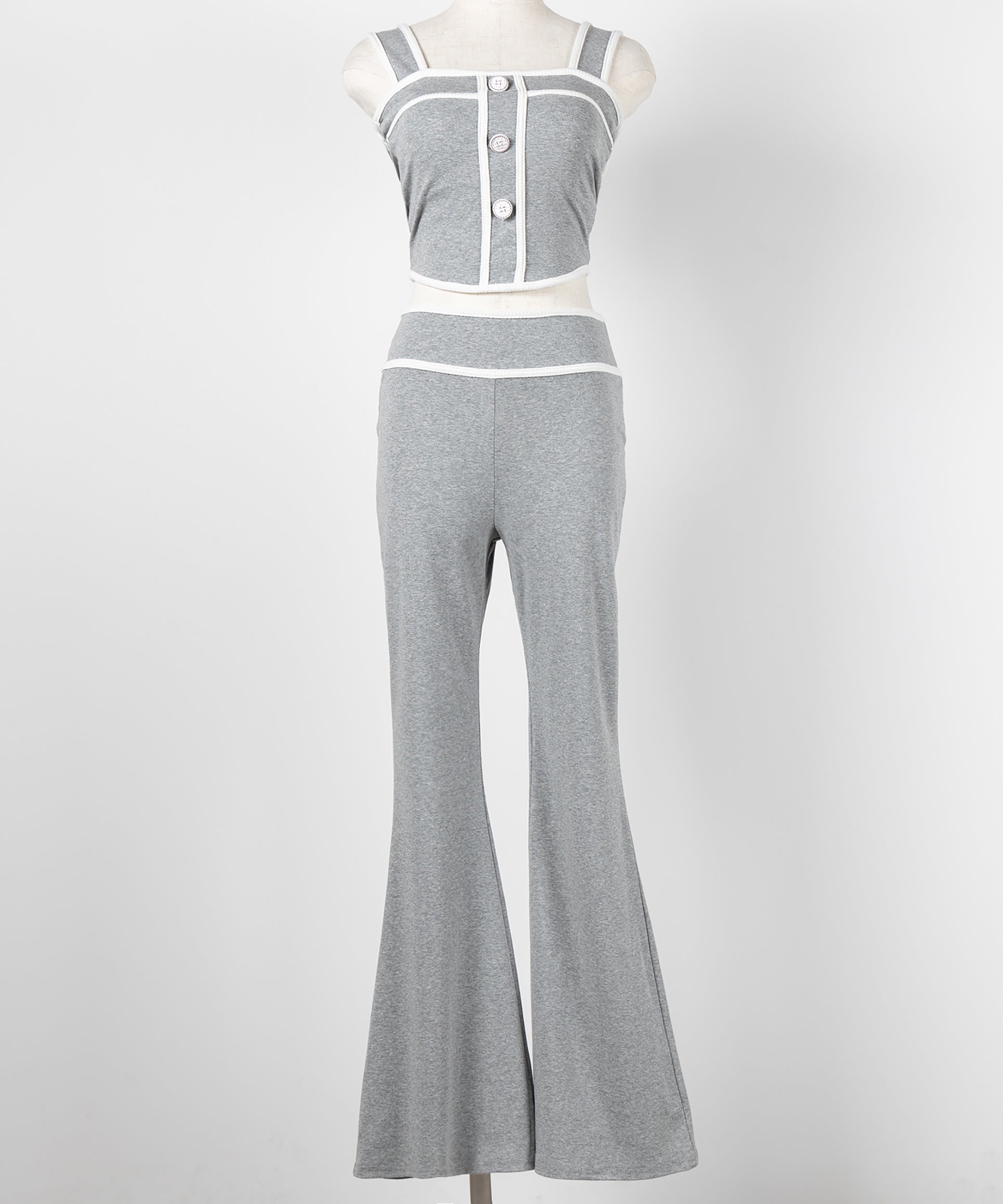 【 セットアップ】フロントボタンパイピングビスチェ＋ フレアパンツ ＳＥＴ ／ 【 SETUP 】front button piping buister ＋ flare pants SET