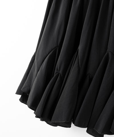 【 ２color ／インパン裏地付き 】ハイウエストドレープフレアミニスカート ／ high waist draped flare mini skirt