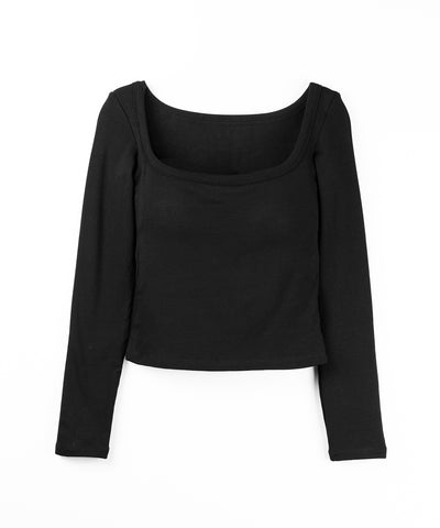 【 オフショル可能な２ＷＡＹ ／ カップ付き 】裏起毛スクエアネックぴちカットソートップス ／ urakimo square neck pichi cutsew tops