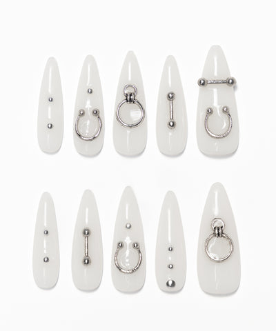 ボディピアスデザインロングネイルチップ ／ body pierce design long nail tips